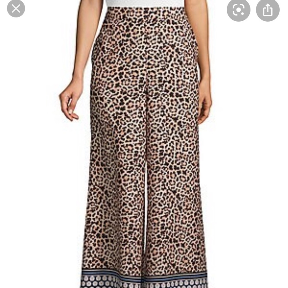 NWT Joan Vass Leopard Print Border Pants